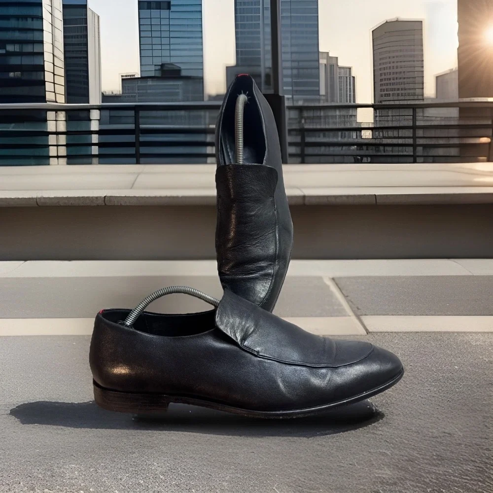 Hugo Boss Shoes Mens 9 Black Driving Loafers Slip On Dress Formal Office Wedding